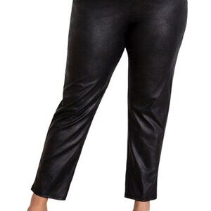 Sympli- Faux Leather Narrow Pant Midi- Onyx- Women's Plus Size 2X - NWT